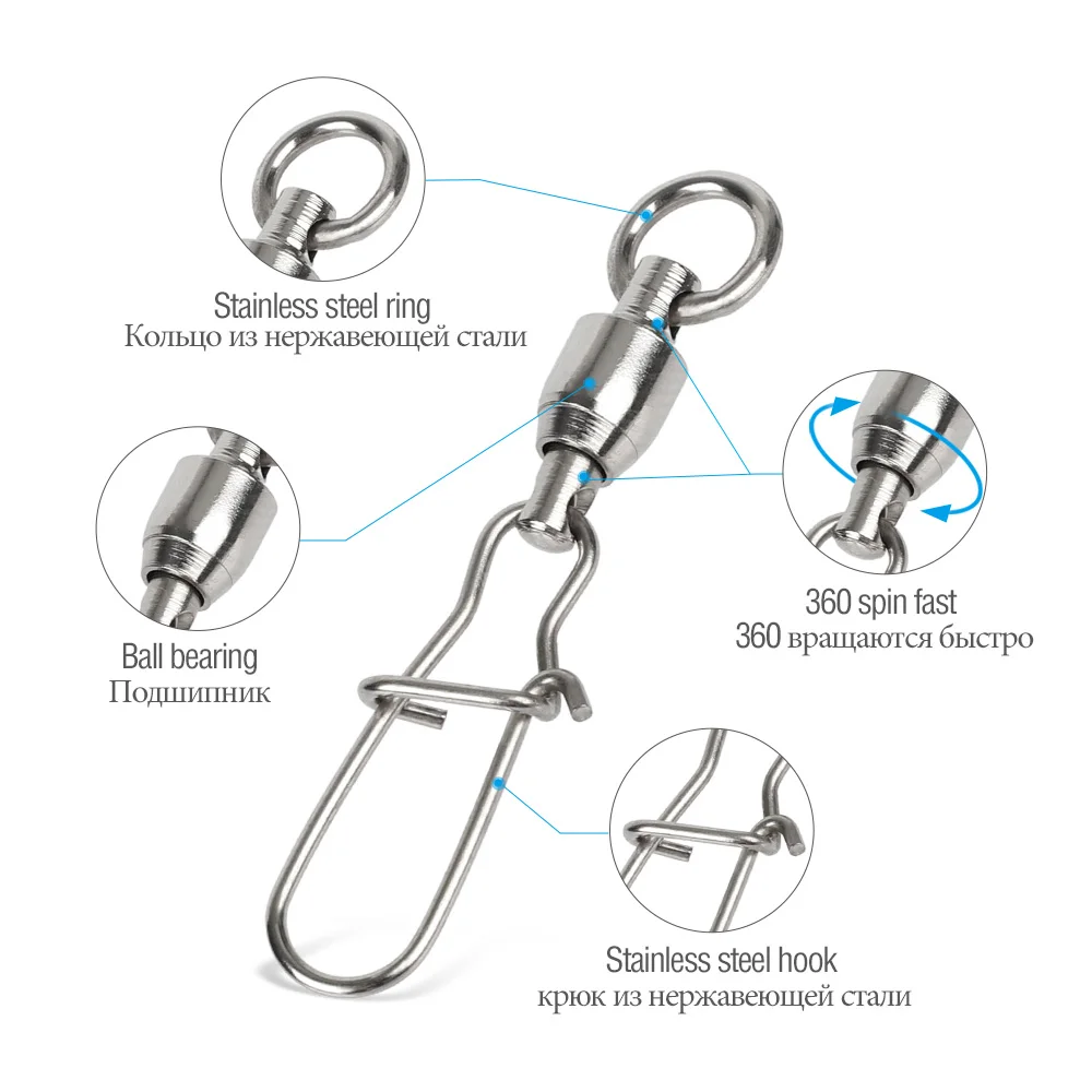 Rolling Swivel Link High Strength Fishing Accessories Ball Bearing Fishing Line Connector Fishing Swivels Interlock Snap