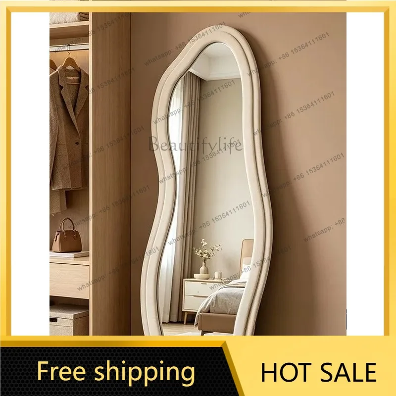 YJ Nordic Cloud‑Shaped Irregular Full‑Length Floor‑Standing Mirror For Household Bedroom Dressing Space