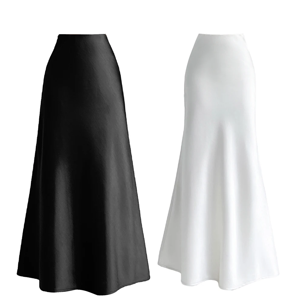 

Ankle-Length Woman Trumpet 2025 New Satin Skirt Women High Waist Long Skirts For Women Skirt Woman Office Elegant Female Skirts