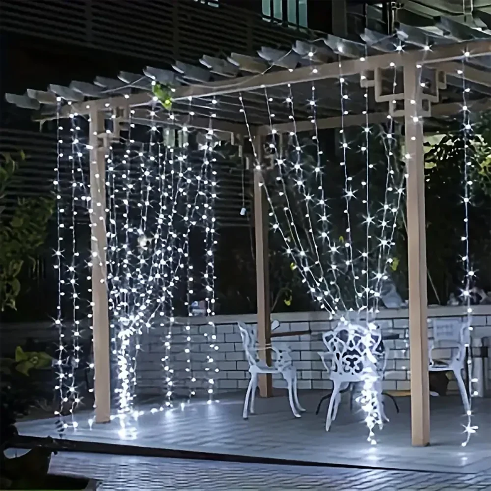 300Leds Solar Curtain String Light Outdoor Waterfall Garland Fairy Lights Garden Halloween Christmas Decoration Holiday Lighting