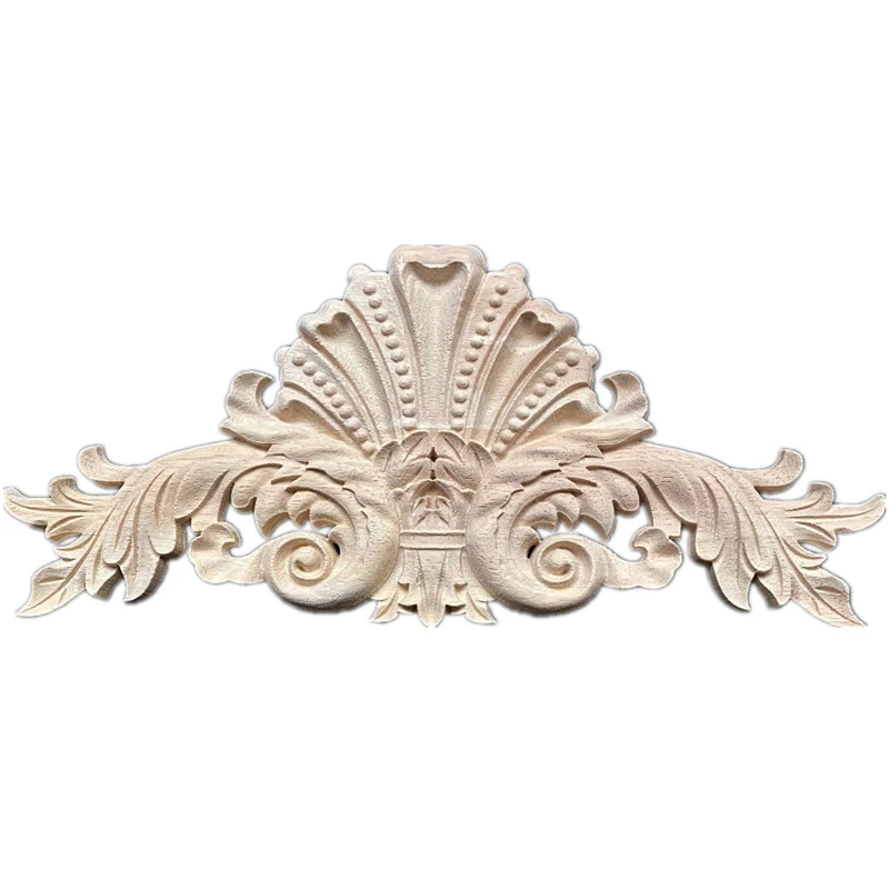 29-37cm Flower European Woodcarving Decals Carved Corner Home Decoration Cabinet Door Bed Decorative Patch Onlay Wood Applique