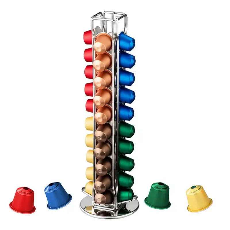 Hot Selling-Rotatable Coffee Capsule Organizer Coffee Capsule Display Rack Max Capacity 40 Capsules 360 Degree Rotating Organize