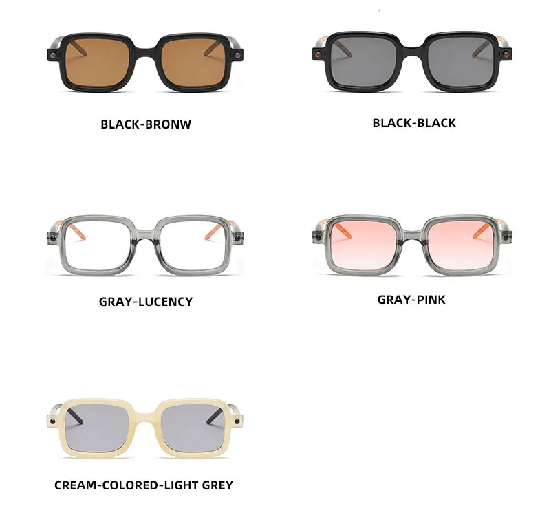 Neue modische quadratische Sonnenbrille für Damen und Herren, Vintage-Markendesigner, Punk-Sonnenbrille, klare Gläser, Spiegelbrille – Detail 4