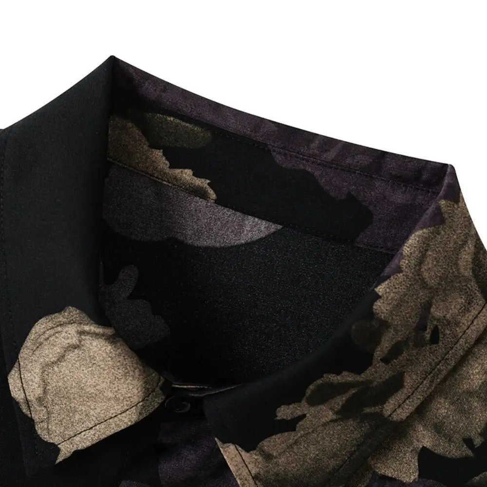 올 매치 루즈 비치웨어 셔츠 남성용 라펠 브이넥 여성용 플라워 블라우스 버튼업 레트로 반팔 셔츠 휴가용