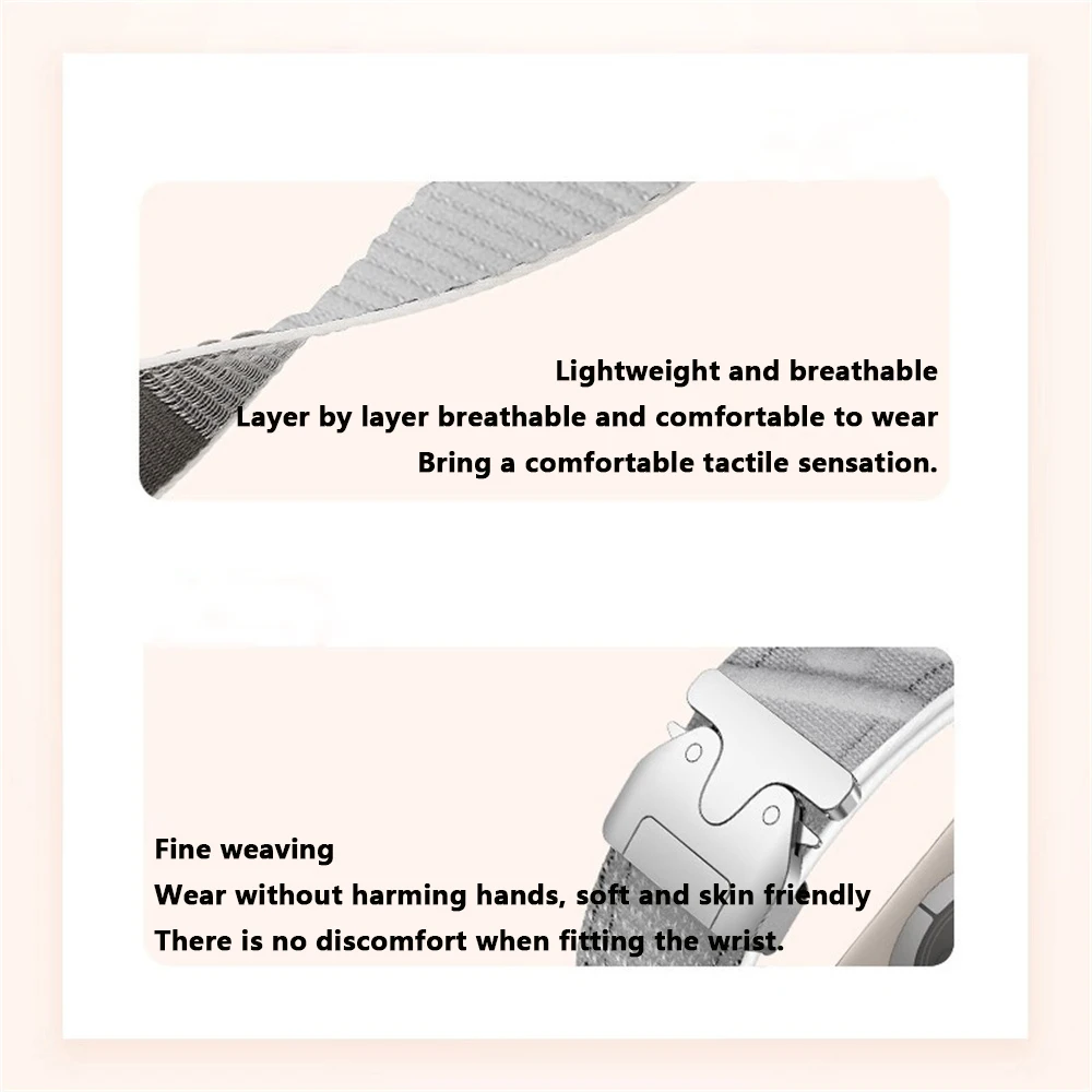 Suitable for Apple Watch 38 40 41mm Nylon Loop Strap Parachute Buckle Diagonal IWatch 1-10 Series Sports Wristband 42 44 45 49mm