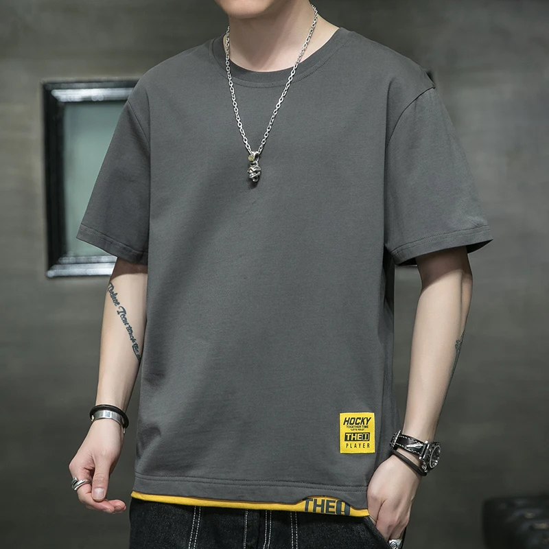 Men's Cotton T Shirt White 4XL Big Size T-shirts for Men Summer Casual Wear Label Print Fashion Men Tee Shirts Male Clothes