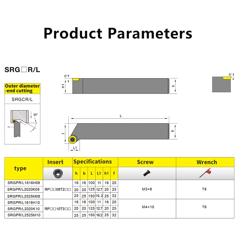 SRGPR1616 SRGPR2020 SRGPR2525 SRGPL2020 SRGPL2525 External Turning Tool SRGPR SRGPL Lathe Bar Turning Holder CNC Cutter Bar