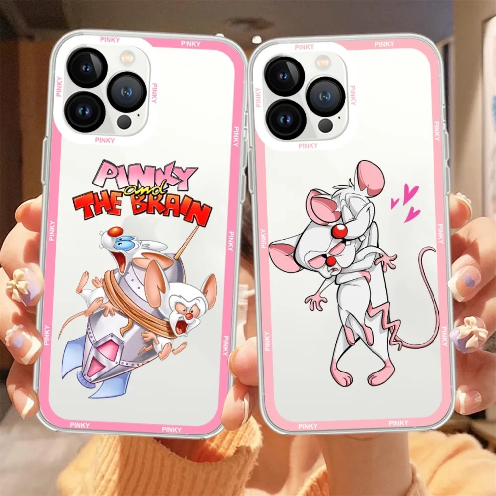 Cartoon Pinky and the Brain Phone Case For iPhone 11 12 Mini 13 14 15 Pro Max Transparent Shell