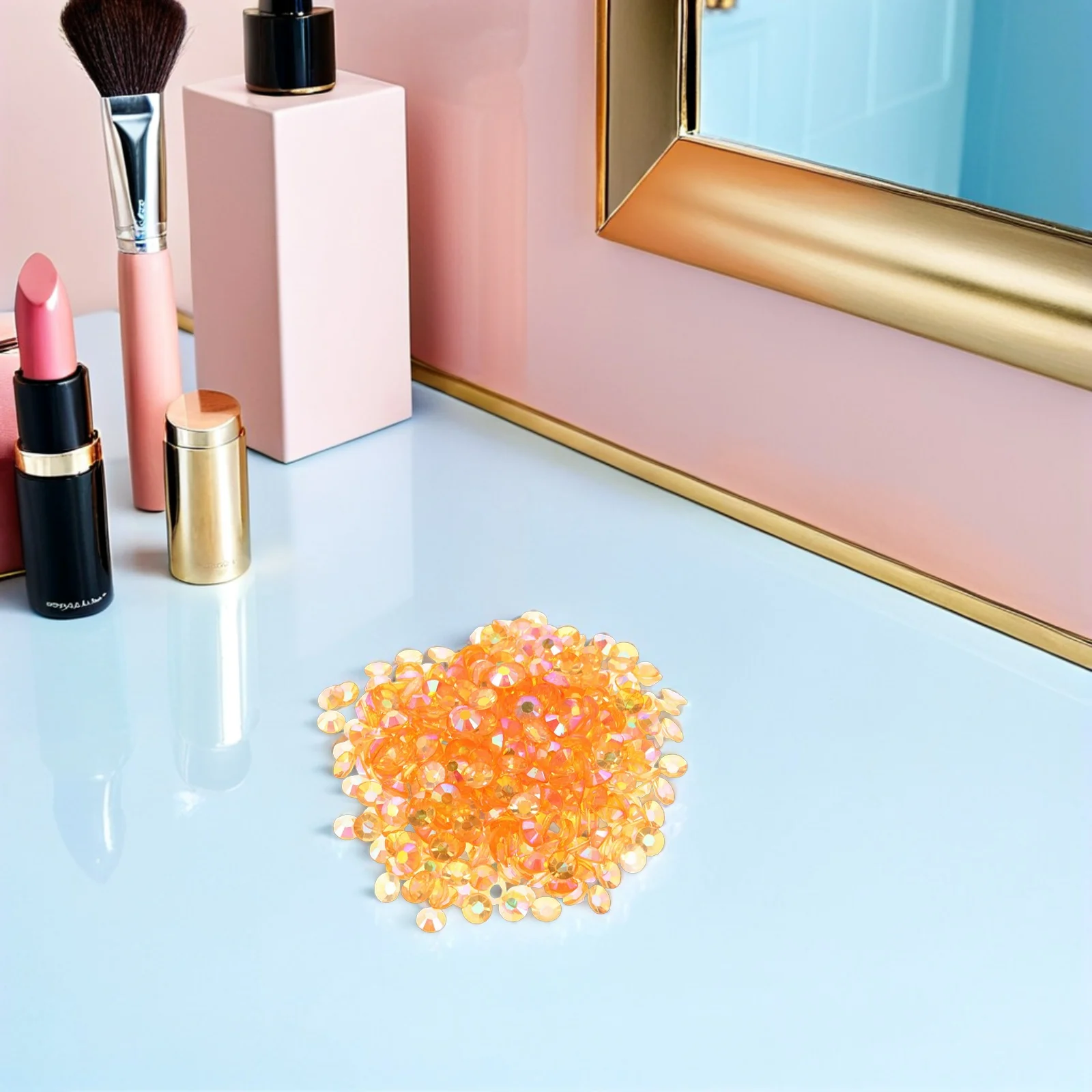 6 pz 6 Confezioni 5 Mm Ab Arancione Resina Flatback Strass Per Unghie artistiche Artigianato Fai Da Te Gemme Rotonde Piccoli Pendenti E Ciondoli Per Scarpe Borse vestiti