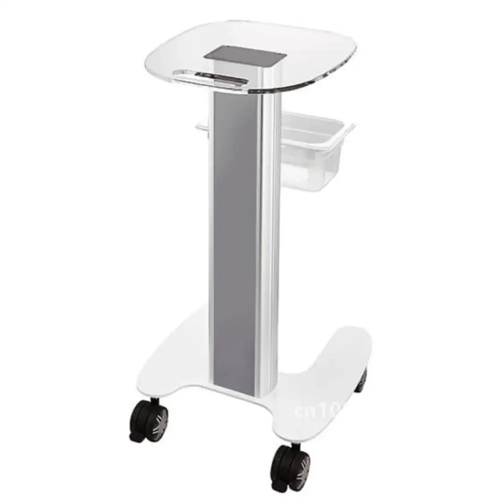 2023 New Beauty Salon Trolley Salon Use Pedestal Rolling Cart Wheel Aluminum Stand Wooden Board Appliance Parts for Spa