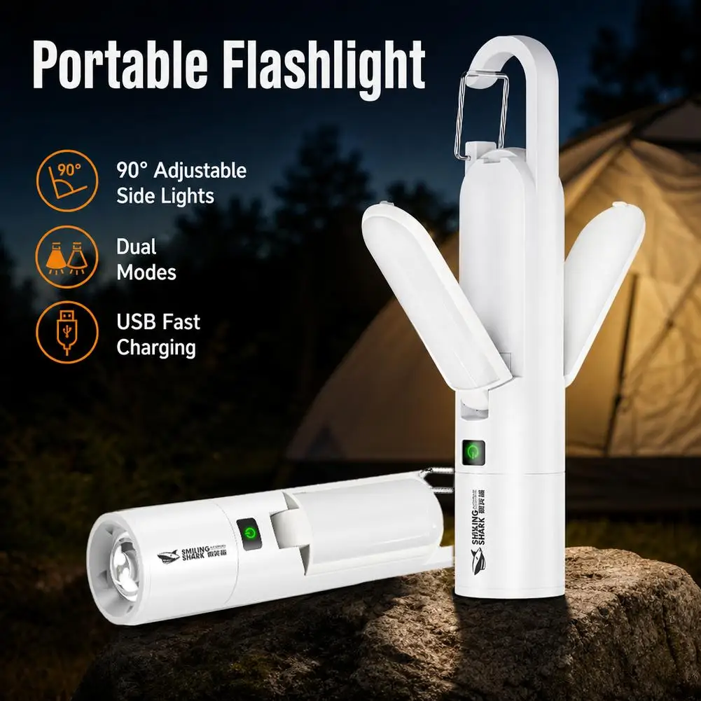 Outdoor Strong Lights Flashlight Camping Emergency Household High Brightness Multifunctional Rechargeable With Side Light