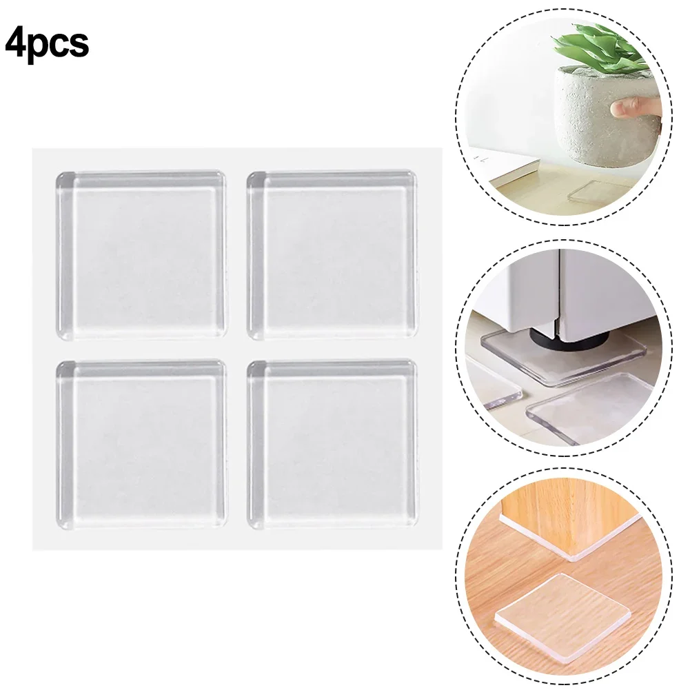 4pcs/set Silicone Non-slip Transparent Mat Washed Repeatedly Anti Vibration Shock Absorbing Pad Mat Washing Machine Hardware