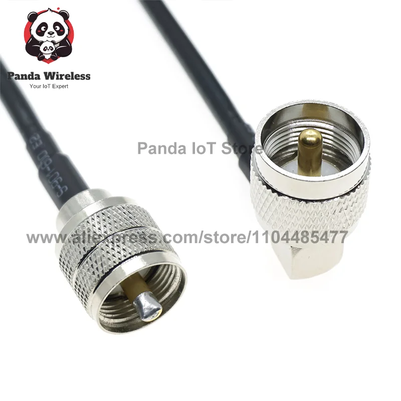 RG58 UHF to UHF PL259 SO239 Male Female Plug Jack Right Angle Crimp Coaxial Connector RF Car WIFI antenna extension coax cable
