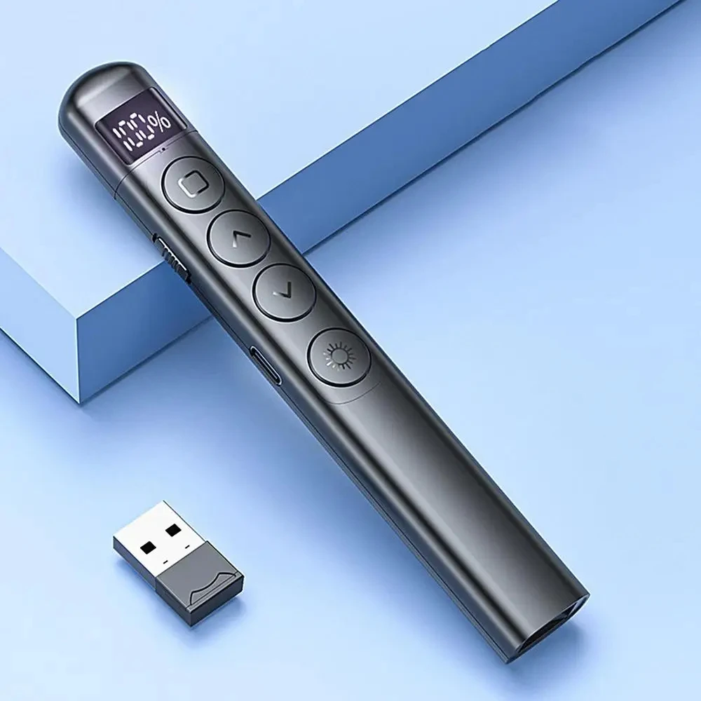 Clicker per presentazioni con penna ribaltabile wireless Puntatore laser RF da 2,4 GHz Telecomando PowerPoint con controllo Hyperlink Presentatore IR a luce rossa