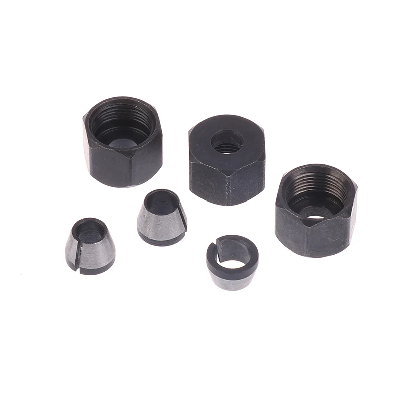 1 Set Electric Router Milling Cutter Parts 6mm 6.35mm 8mm Collet Chuck Engraving Trimming Machine With Nut Router Bit Adapter