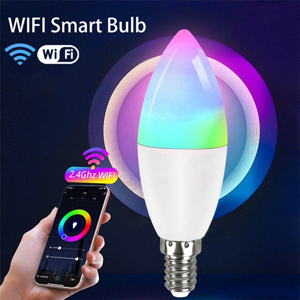 APPLIA-2X Tuya E14 Smart Bulb Dimmable Five-Way Spiral Candle Bulb Wifi RGB Bulb Remote Control And Voice Control 7W