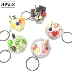 Simulation Ice Cream Keychain Creative Food Key Chains For Women Cute Imitation Sundae Dessert Cup Bag Pendants Key Ring Gift
