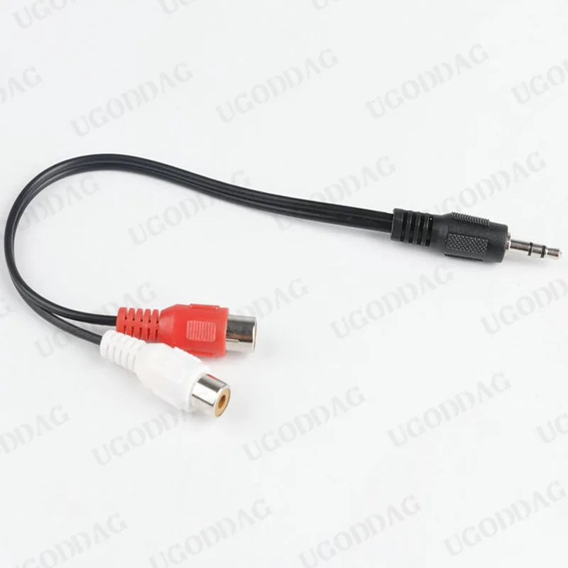 Cable auxiliar de cobre de alta calidad, conector macho de 3,5mm y 3,5 Mm a 2 RCA AV hembra, Cable de Audio y música estéreo