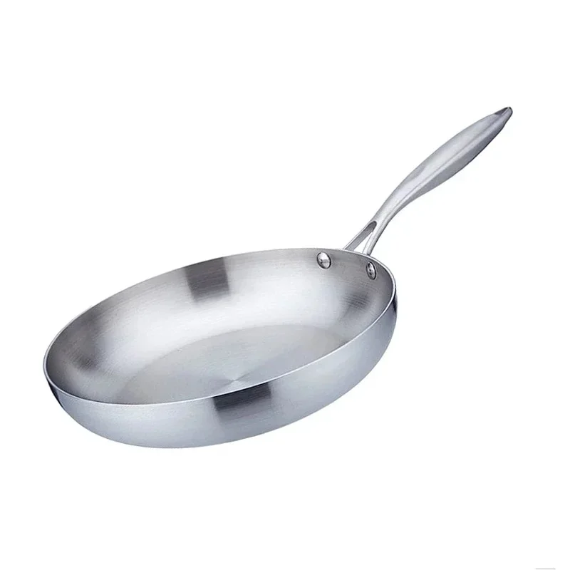 Frying Pan 304 Food Grade Stainless Steel Non Stick Pan Extra Thick 3-layer Induction Cooker General Purpose High Quality Wok