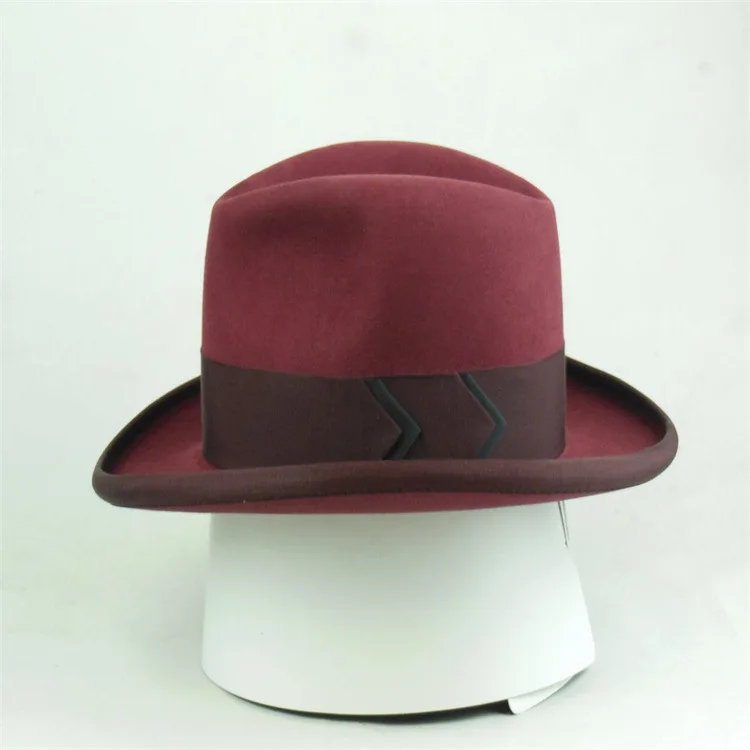 Soft Wool Felt Hat Solid Color Sheepskin Felt Hat Pure Wool Felt Hat with Ribbon Decoration