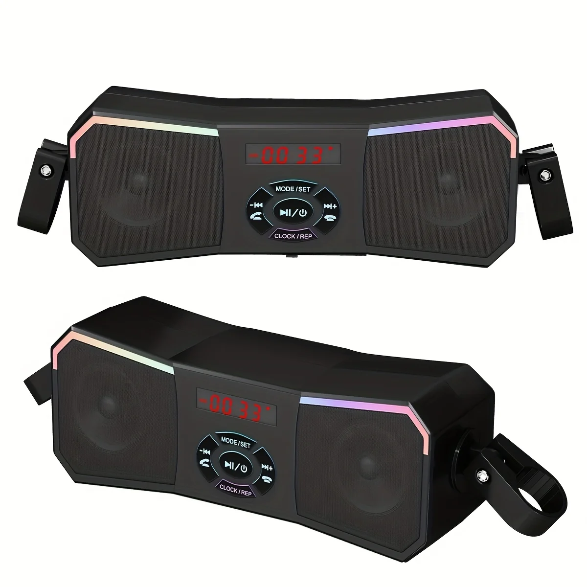 

Motorcycle Stereo Speaker, Handlebar Mount MP3 Player Audio Amplifier, Built In Installation Tool, Plug And Play, AUX In, USB, FM