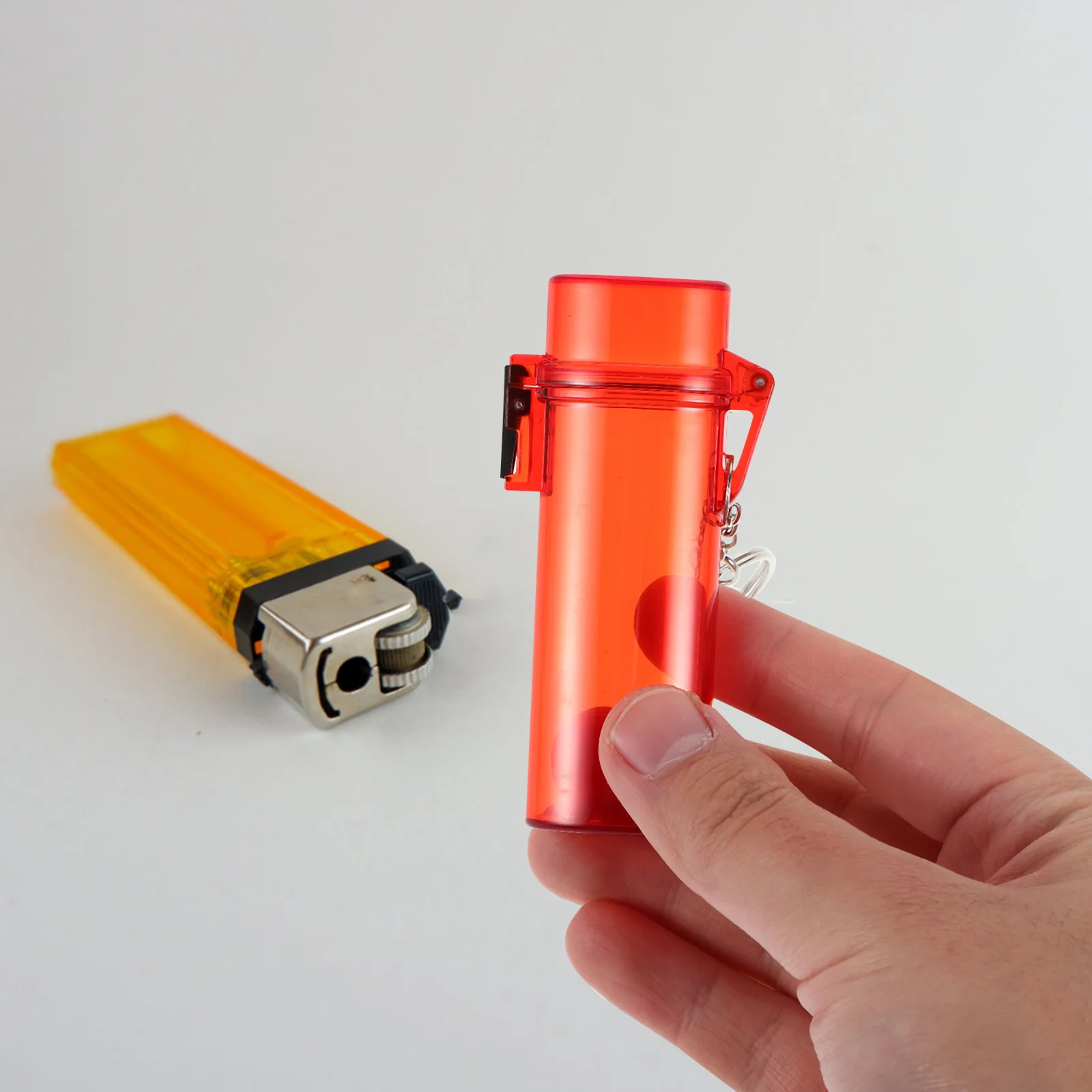 

Waterproof Keychain Lighter Case Red Durable Holder Sleeve Outdoor Survival Multipurpose Protector Cover for Regular