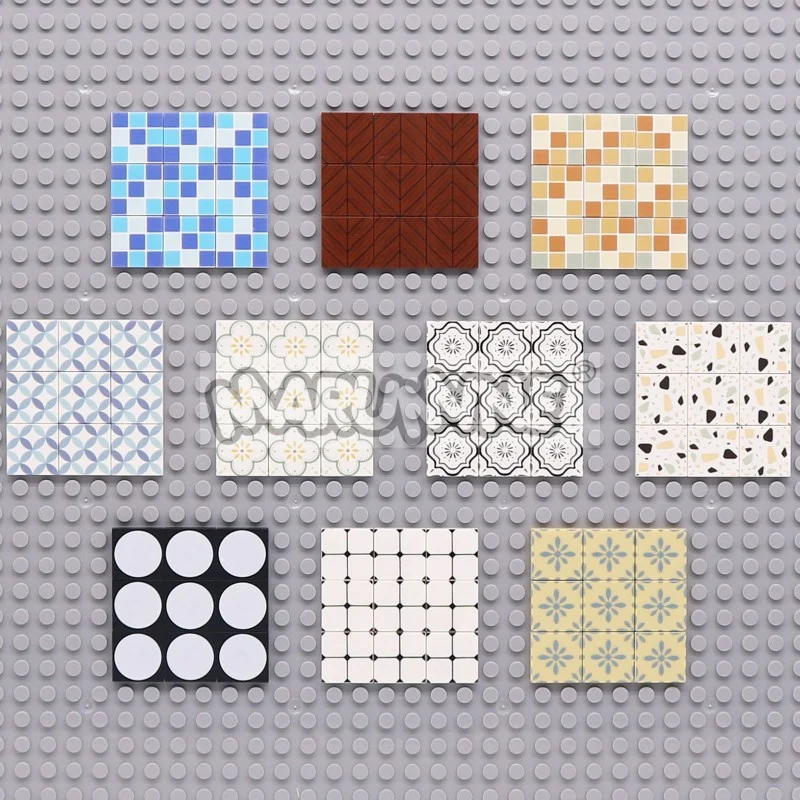 MARUMINE MOC City Blocks Floor 2x2 Printed Tile House Street View Building Bricks DIY Parts Accessories Compatilbe with 3068
