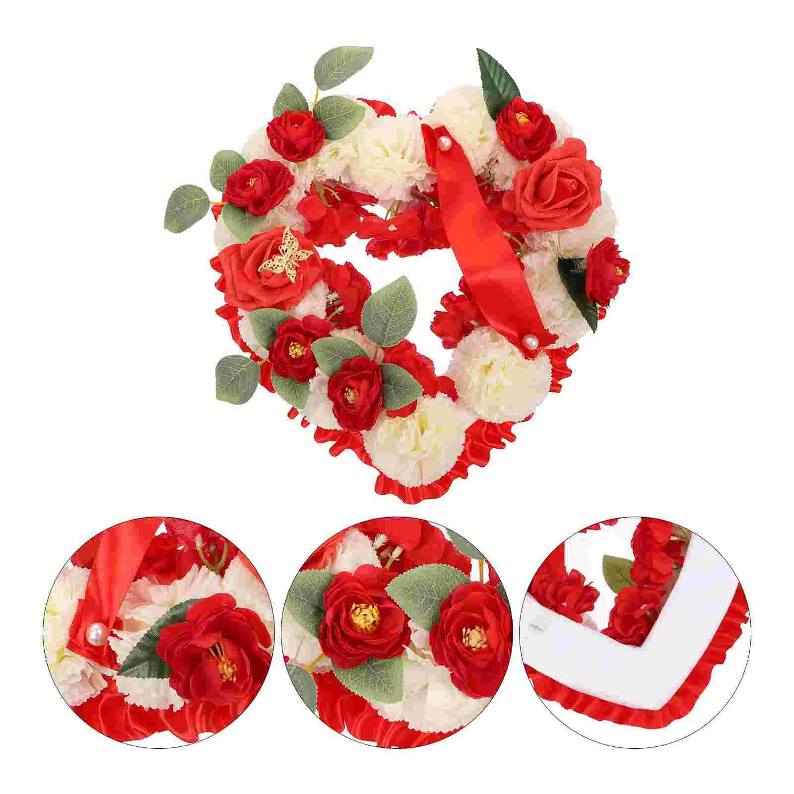 

Heart Memorial Wreath Funeral Artificial Gravestone Tombstone Graveyard Garland Commemoration Mourning Decorations Flower