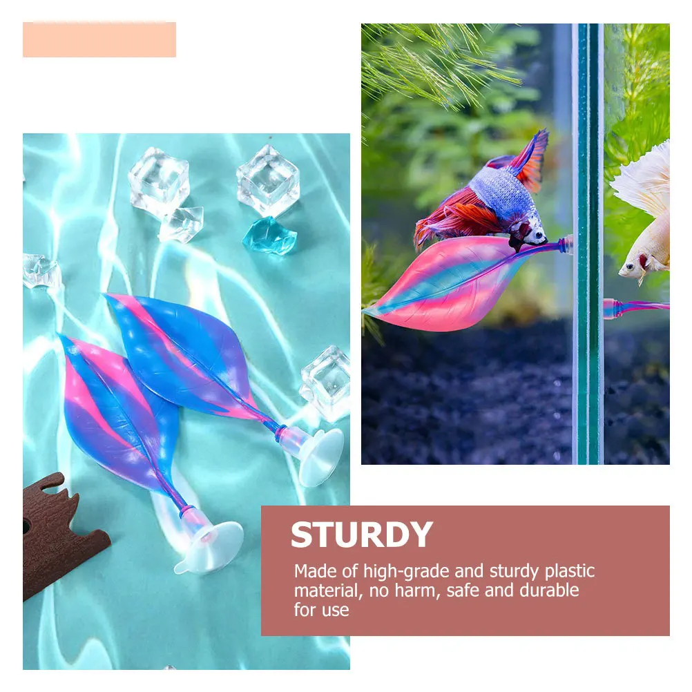 

2pcs Betta Hammock For Tank Plastic Aquarium Bed Decorative Fish Supply Suction Cup Leaf Ornament Creative Fish Tank Landscaping