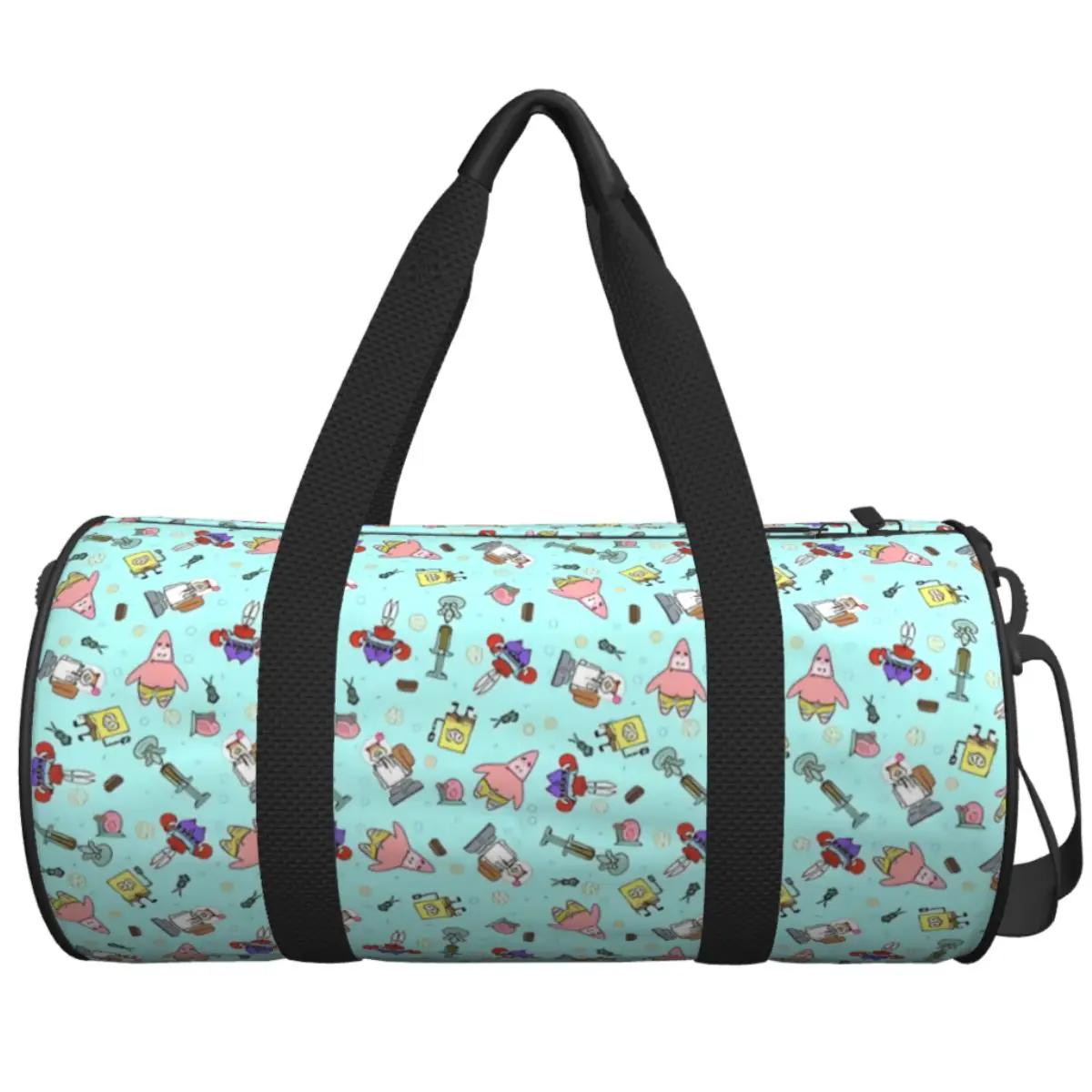 S-SpongeBobed Pastel Light Floral Print Travel Bag Luggage Gym Bag Men's Large Novelty Sports Fitness BagsWeekend Handbags