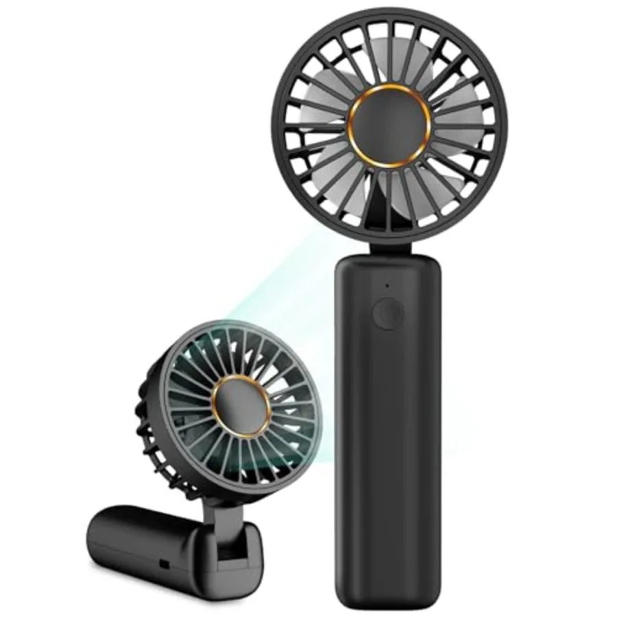 

Portable Handheld Fan, Mini Desk Fan Foldable 2000mAh, 180° Ratotion, 3 Speeds, Ultra Quite, Up to 8H Long Use Time, Small Pers