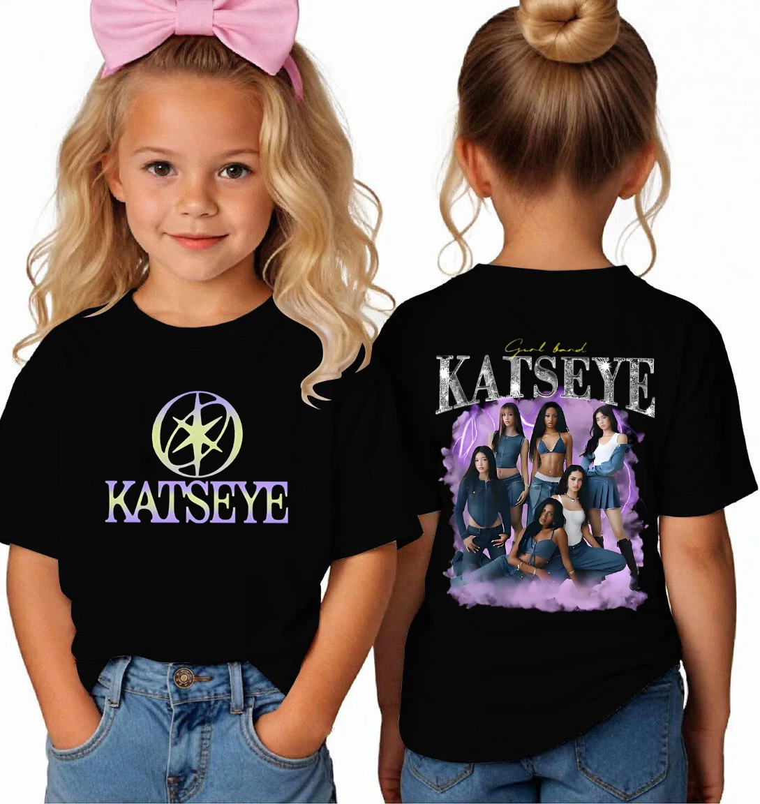 Kpop KATSEYE Kids T-shirt Boys Girls Cotton Tee Summer Short Sleeve Tops Katseye Fans Gift T-shirt Harajuku Children's Clothing