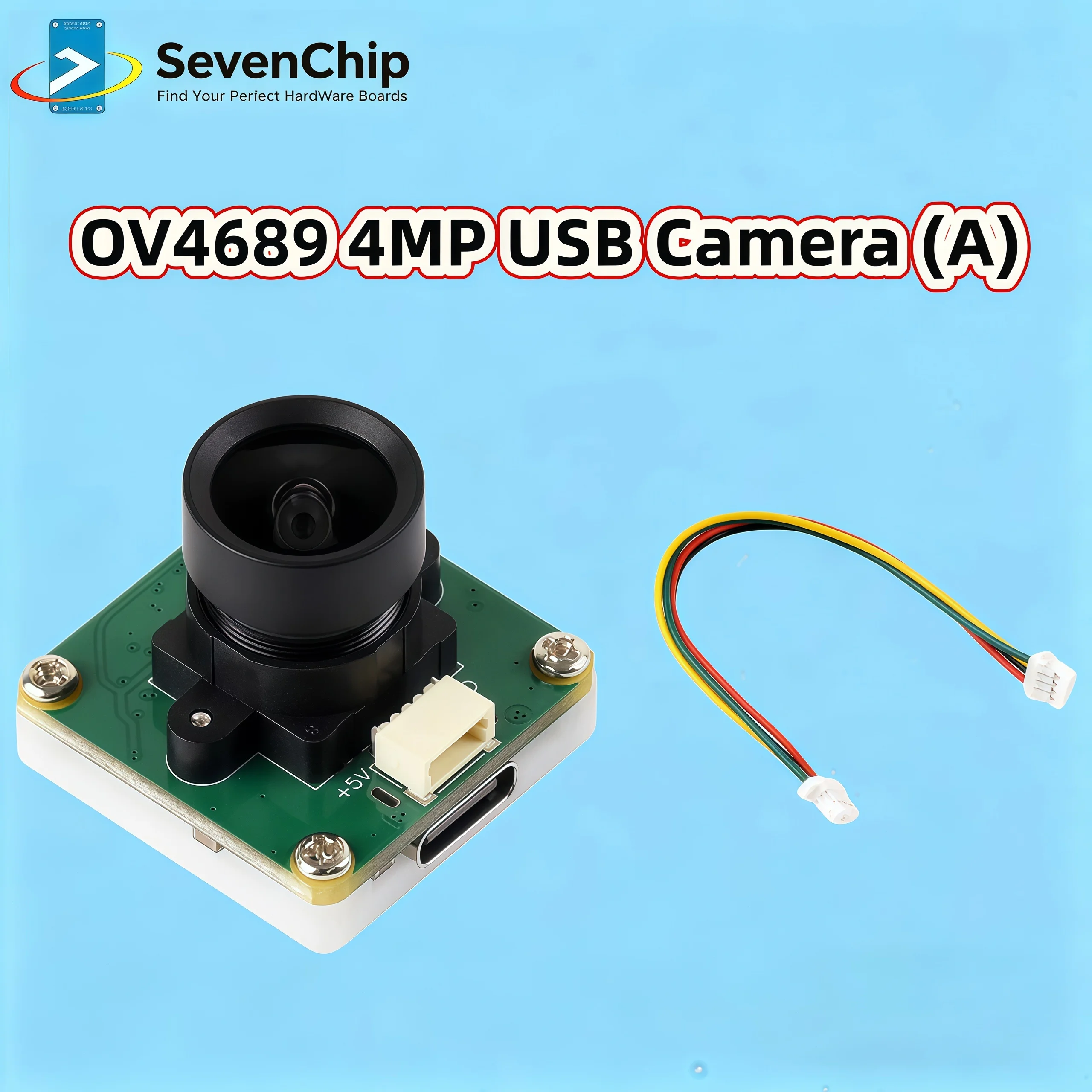 Waveshare OV4689 4MP USB Camera (A), 92° FOV, Supports Type-C Port and SH1.0 4PIN Header, Distortion-free, Plug and Play