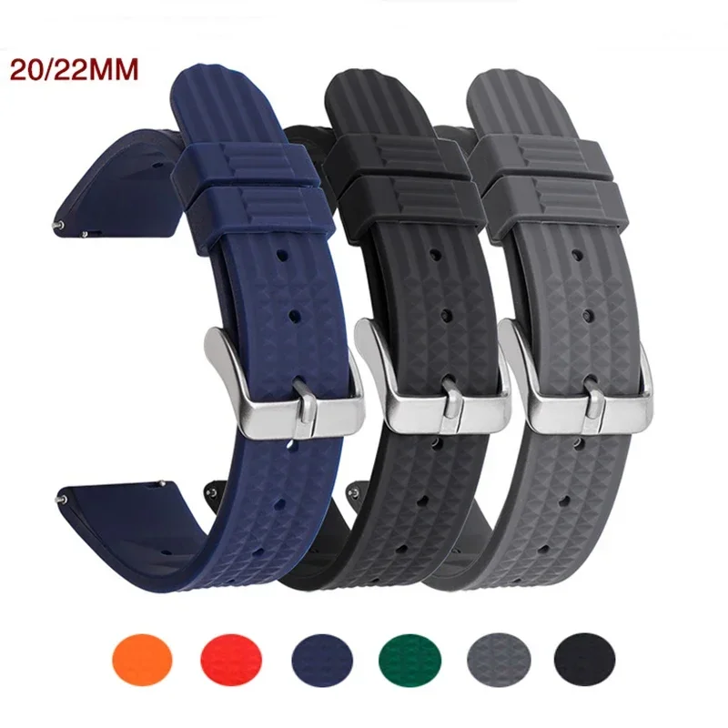 20mm 22mm Waffle Silicone Strap for Seiko Water Ghost 007 Abalone Men Sport Diving Quick Release Rubber Watch Band Bracelet