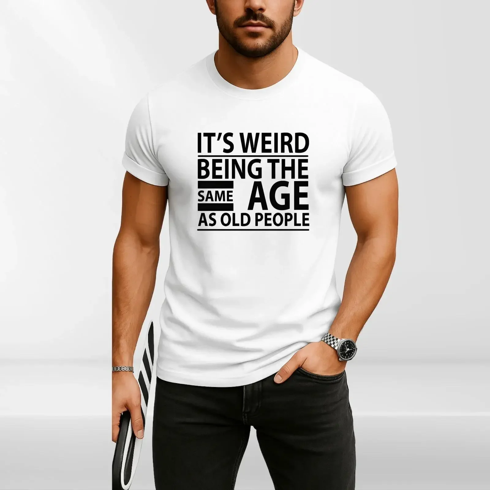Lustiges Spruch T Shirt quot Same Age As Old People Humor Geschenk S 4XL vintage Washed Breathable Top For Everyday Wear
