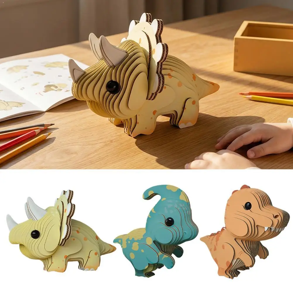 

3D-пазл «Динозавр» для детей: развивающая модель животного из картона, Трицератопс, игрушка-конструктор, декор для комнаты, подарок на день рождения