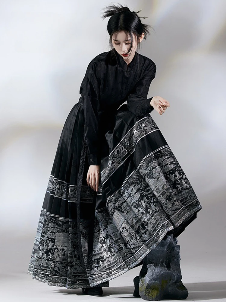 New Chinese style modified horse face skirt Chinese style daily commuter women's suit Tyumen uniform adult new style