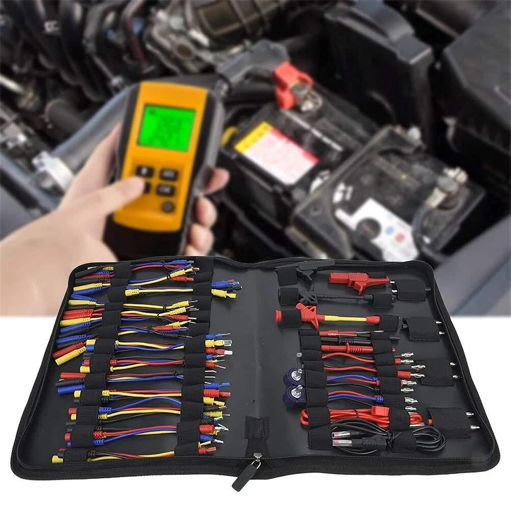 Podofo 70-teiliges Multimeter-Testleitung-Set, essentielles Kfz-Prüfwerkzeug mit Verbindungsstücken, flachen Anschlüssen, elektronischen Steckverbindern, Kabeln, Handwerkzeug-Tester mit 5-kOhm-Potentiometer für Kfz-Tests – Detail 3