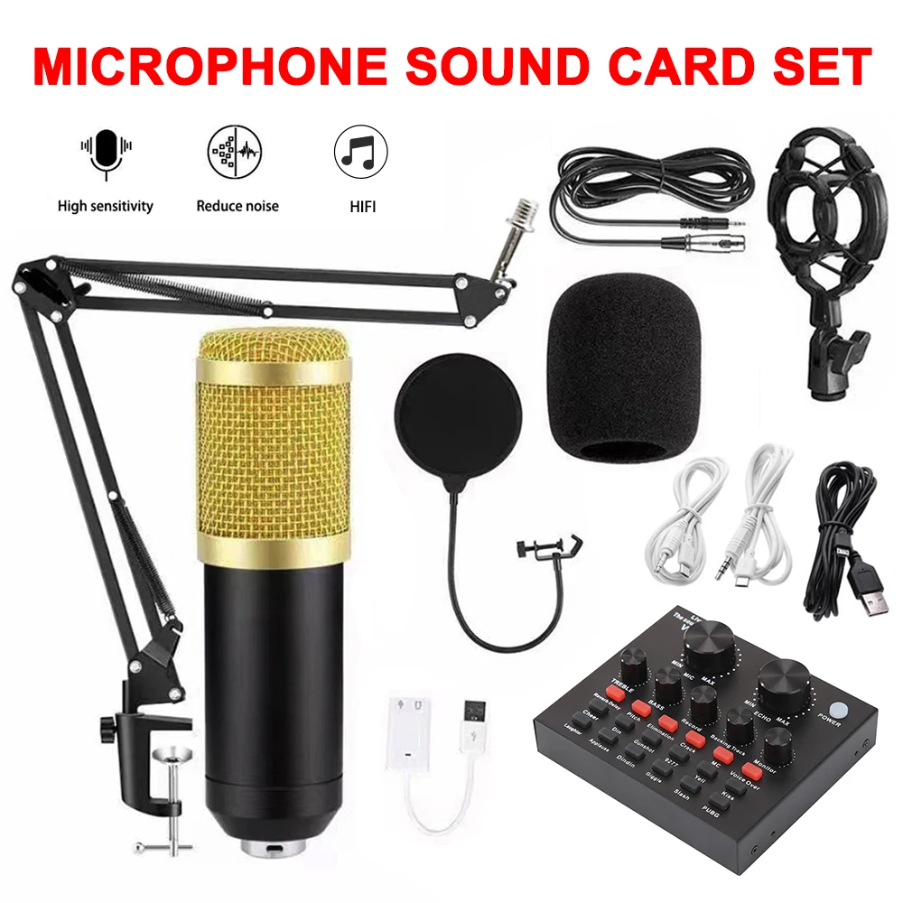 Professional Anchor Capacitance Microphone Wireless Bluetooth Connection for PC Karaoke Live Streaming Studio Recording BM800