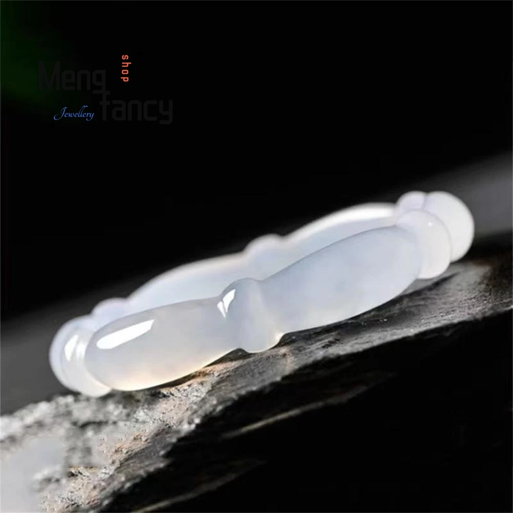 Natural Brazilian Ice White Bamboo Chalcedony Agate Bracelet High-grade Exquisite Sexy Young Girls Fashion Jewelry Holiday Gift