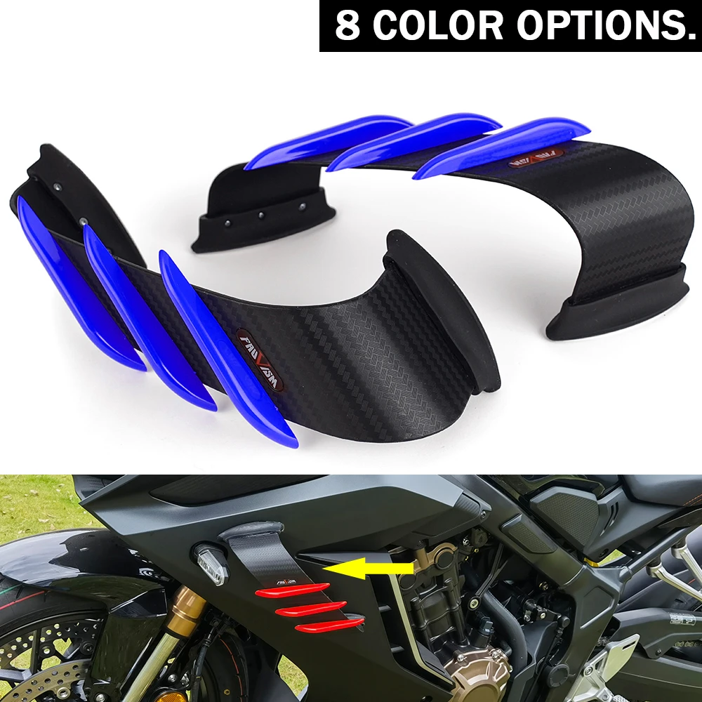 Motorcycle Front Fairing Aerodynamic Winglets Dynamic Wing Kit For Yamaha YZFR6 YZFR1 YZFR3 YZF R6 R1 R3 Honda CB650R CBR1000