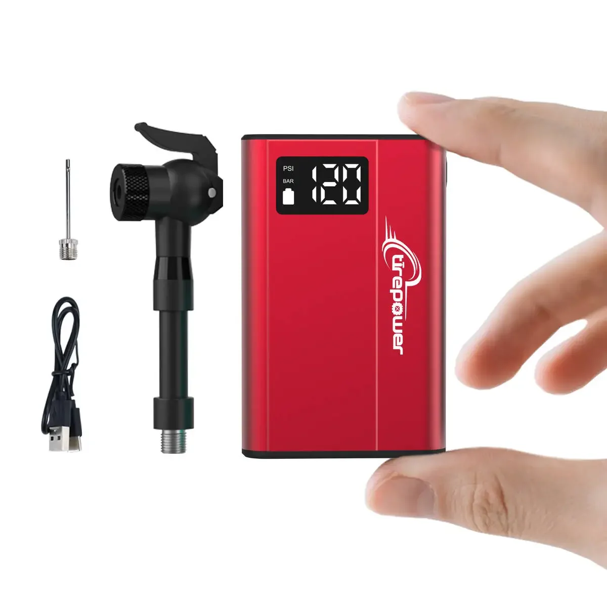 

Electric Bicycle Pump Type-C Rechargeable 120PSI Portable Mini Air Inflator Bike Pump Road Bike MTB Presta Schrader & Clik Valve