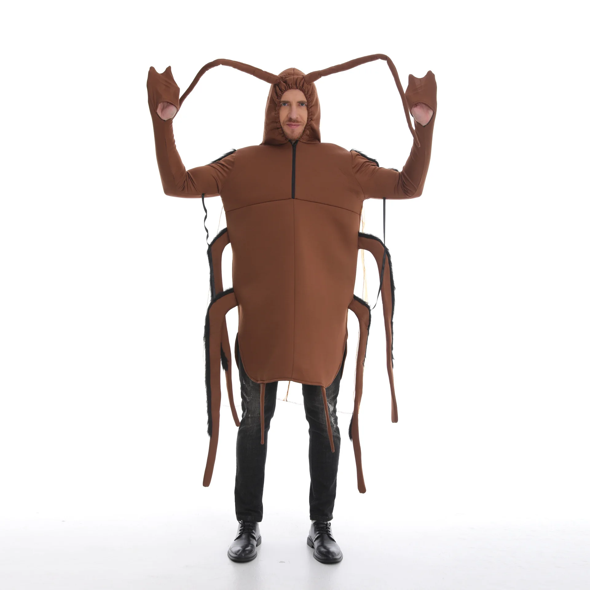 Combinaison de cosplay amusante de cafard pour adulte, costume fantaisie d'insecte musclé, costume de jeu de rôle pour Halloween, idéal pour les soirées à thème et les spectacles sur scène.