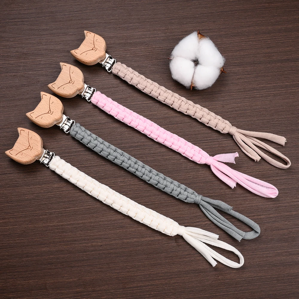 1Pc New Pacifier Clip Chian Holder Beech Wooden Clips Teether Toy for Baby Chew Rattles  Newborn Nursing Accssories