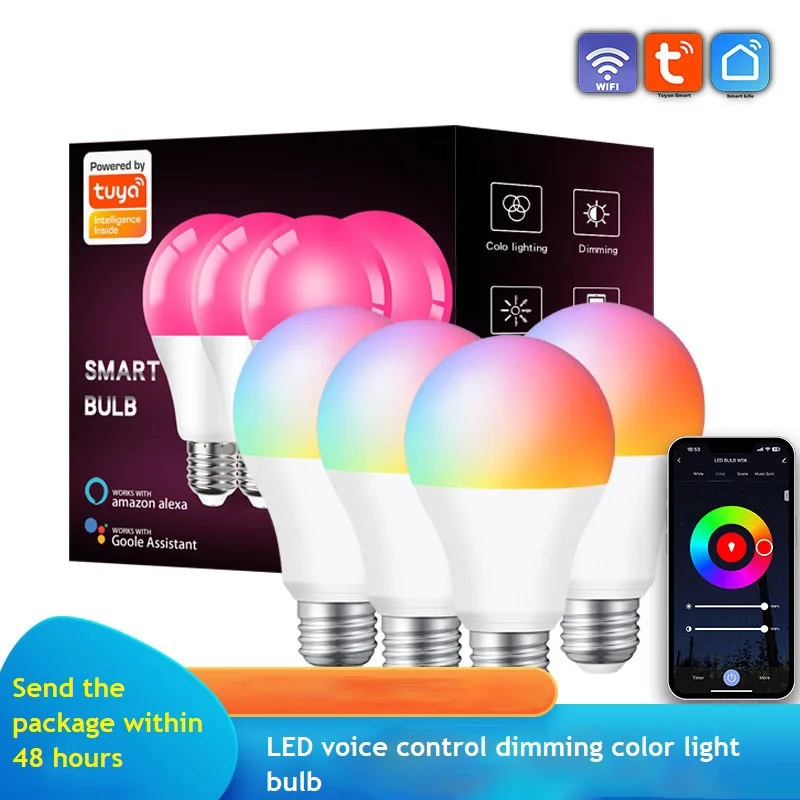 

Smart Led bulb voice control dimming color WiFi A70 bulb light RG BCW E27 Color-changing ambient light decorate lamp accessories