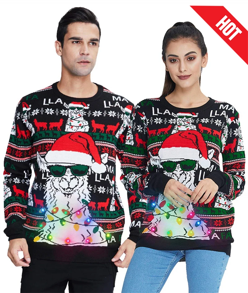 Men Women Two Person Reindeer Ugly Christmas Sweater Unisex Pullovers Christmas Jumper Tops Couples Gifts Party Xmas Sweatshirt