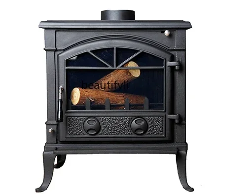 Fireplace real fire burning wood winter heating rural self-built house villa European cast iron household independent heater