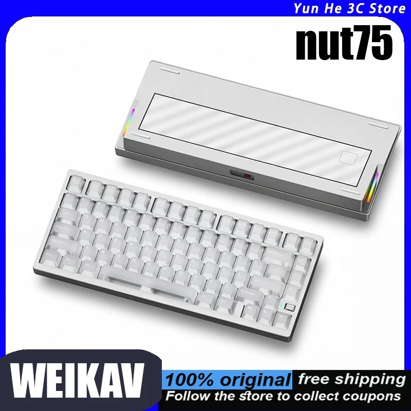 WEIKAV Nut75 Mechanical Keyboard Aluminum Alloy Wireless Bluetooth Three Modes Customizable Gaming Office PC Desktop Laptop