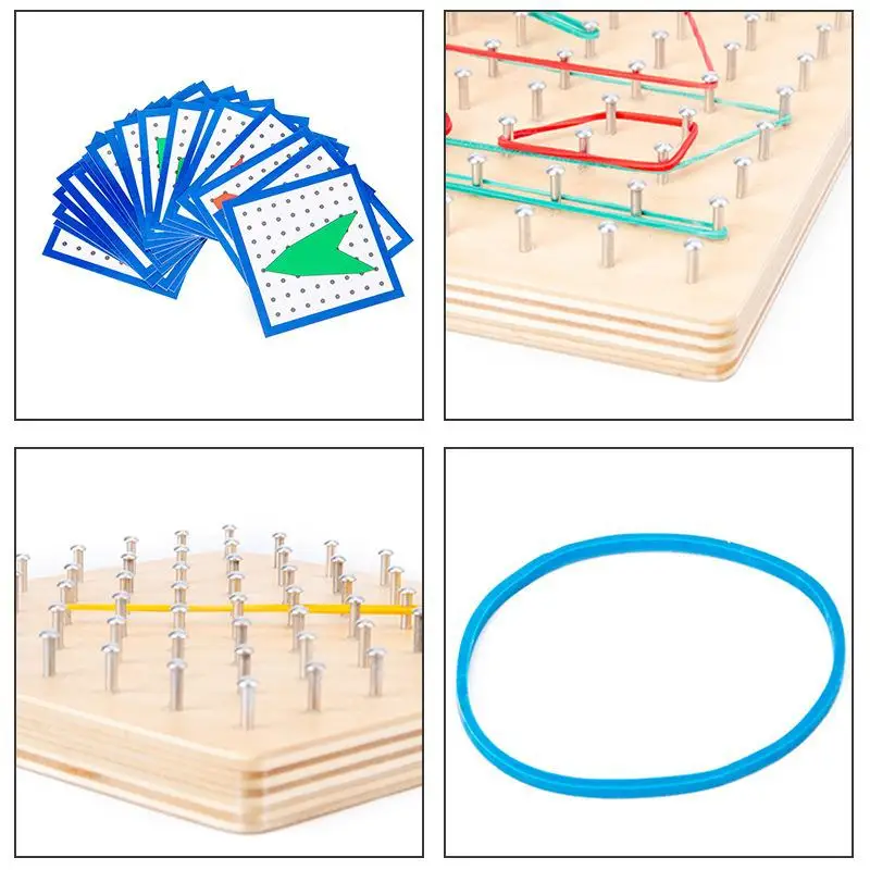 Tavola per unghie in ferro con grafica in legno Montessori con forme di carte e colori giocattoli educativi per bambini in età prescolare per l'apprendimento precoce