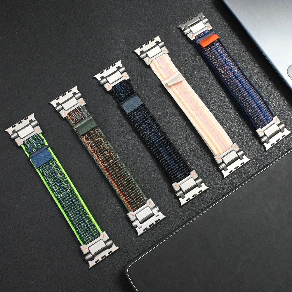 Trilha loop pulseira de náilon para apple watch ultra 1 2 49mm série 10 9 8 7 46mm 45mm masculino esporte banda para iwatch 6 5 4 se 44mm pulseira